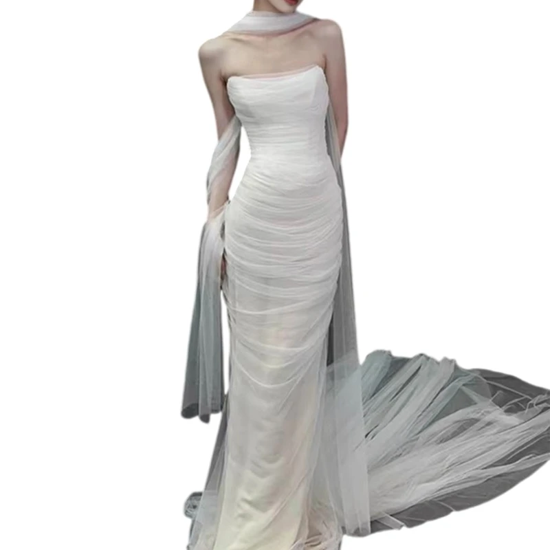 SZL Длинный свадебный шарф шаль для невесты белый пляжное свадебное платье