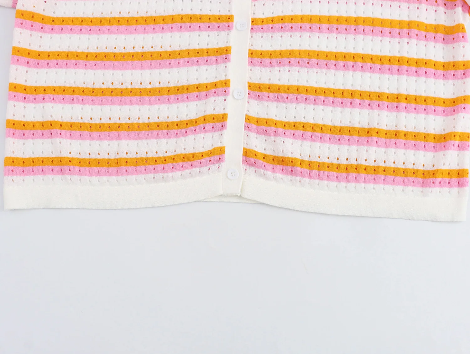 Женский повседневный вязаный комплект в полоску