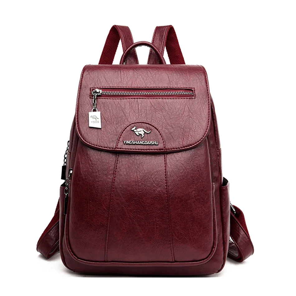 

Women 's Backpack 2022 New High Quality Soft Leather Leisure Travel Large Capacity School Bags for Teenage Girls Black Mochila