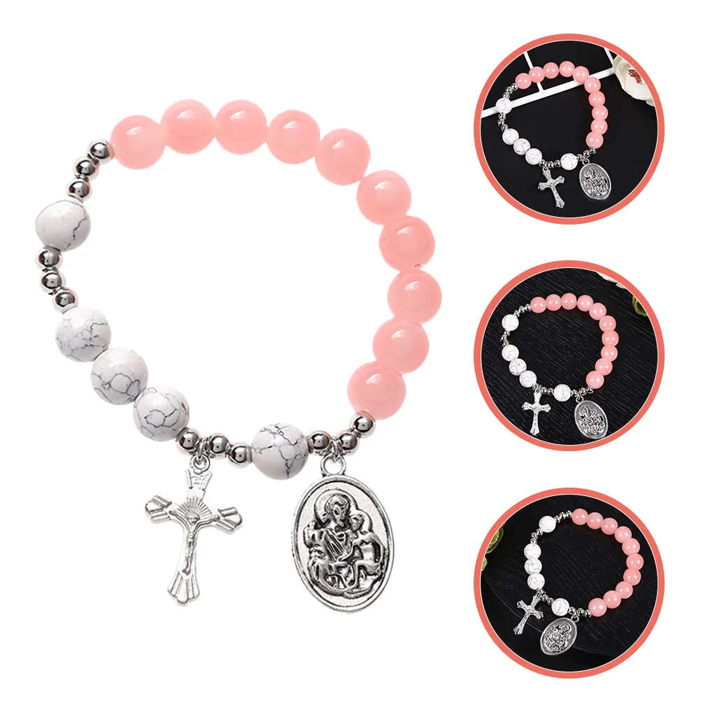 

Religious Cross Bracelet Beaded Bangle with Beads Sacred Gift Catholic Rosary Bangle Jerusalem Religious Gifts for Men
