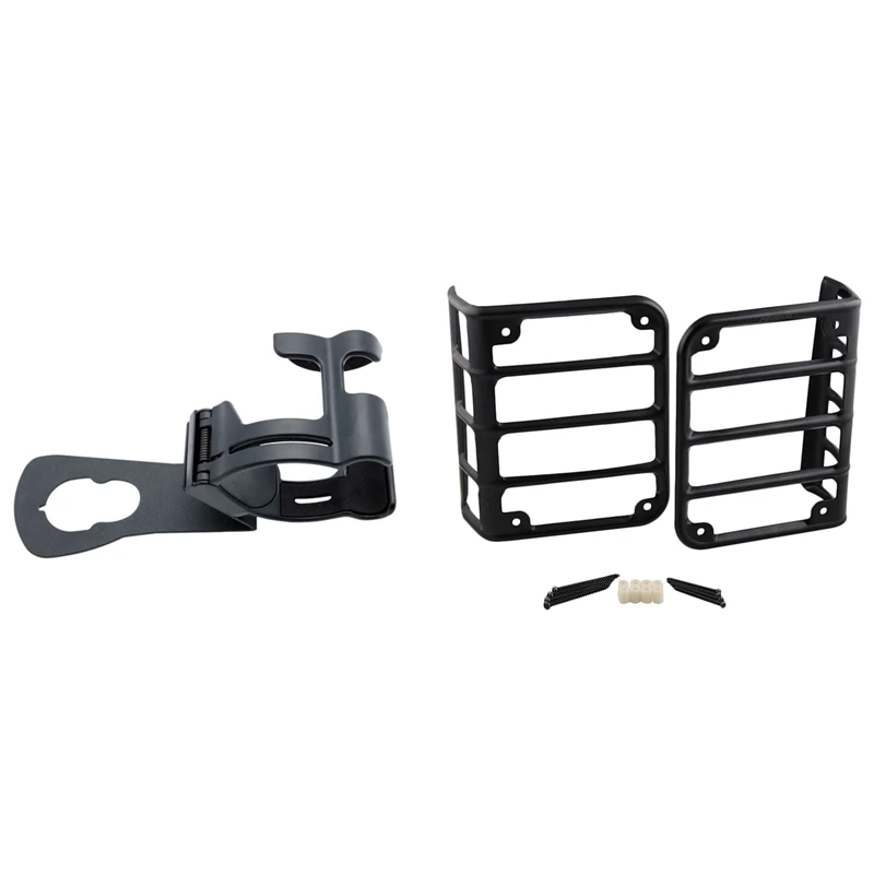 

2x Rear Tail Light Guards Protector Covers for Jeep Wrangler Jk Matte 07-17 & 1x Water Cup Bottle Phone Gps Cell Holder