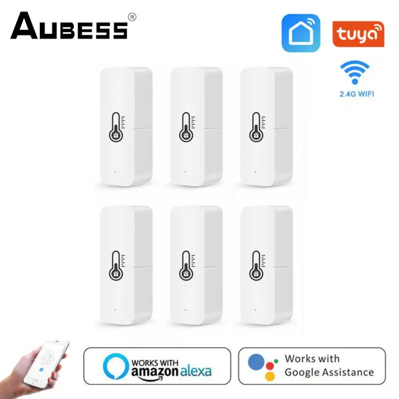 

Aubess Smart WiFi Temperature Humidity Sensor Indoor Thermometer Hygrometer For Smart Home Temperature Humidity Detector 1-6PCS