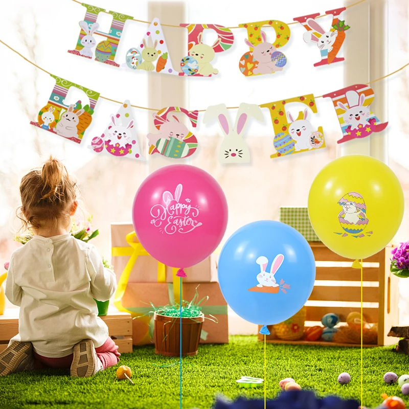 

Easter Decoration Rabbit Bunny Banner Ballons For Celebration Easter Party Festival Home Decorations Supplies