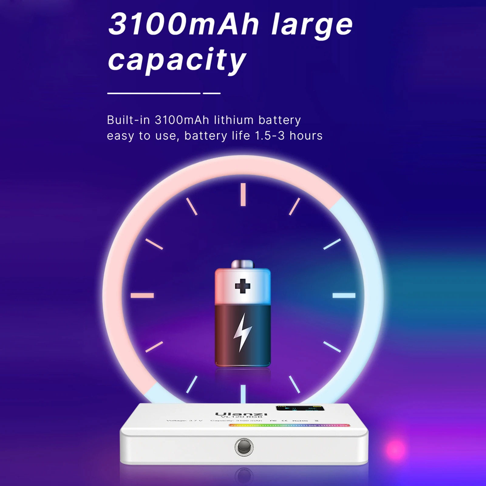 Светодиодный мини-светильник Ulanzi VL120 RGB для видеосъемки 2500K-9000K заполнясветильник
