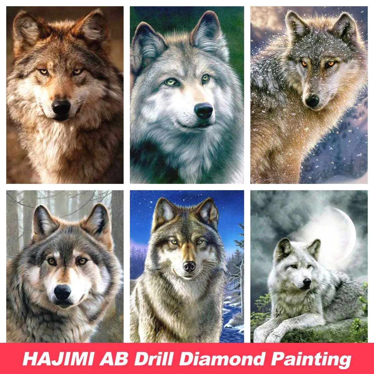 

AB Diamond Painting Wolf Handicraft 5D DIY Full Drill Animal Embroidery Sale Cross Stitch Picture Home Decor