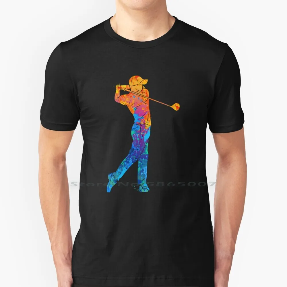 

Golf Player From Splash Of Watercolors T Shirt 100% Cotton Golfer Golfing Golf Player Golf Wang Splash Big Size 6xl Tee Gift