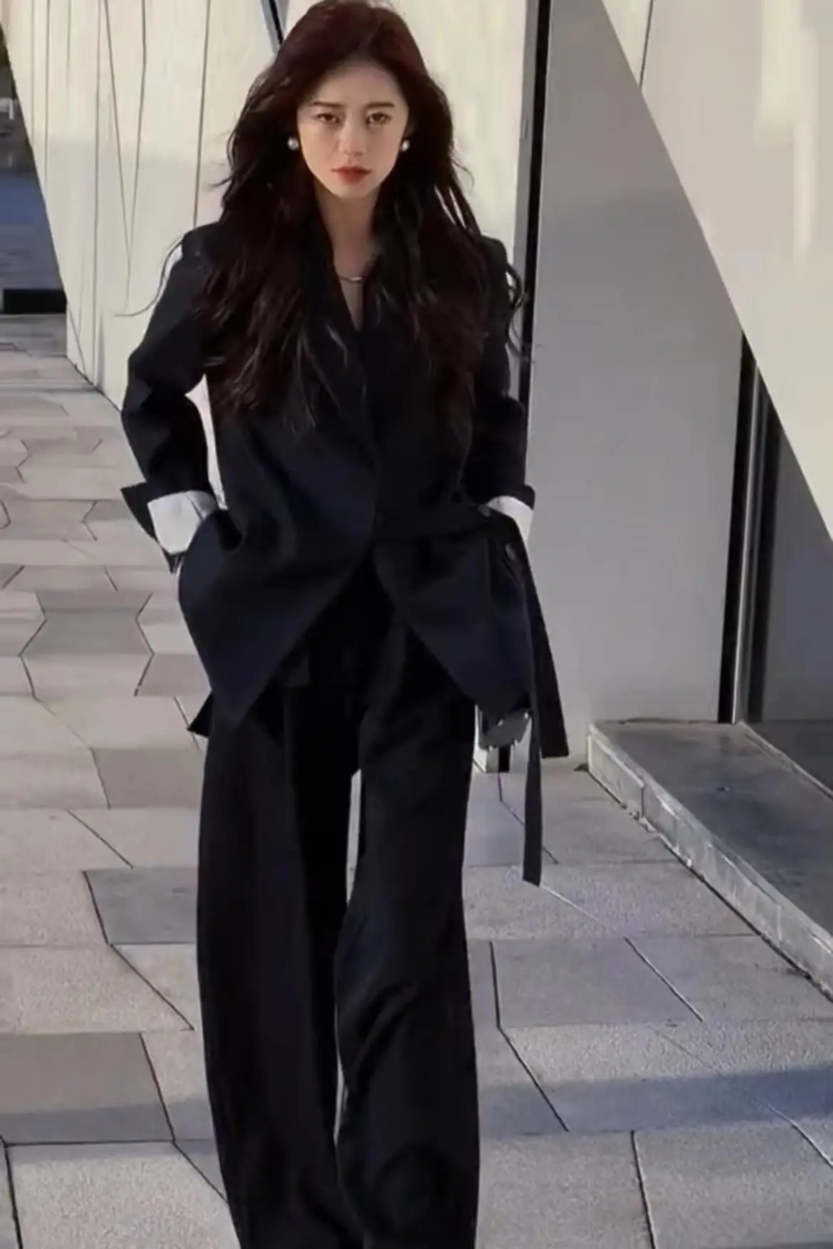 2023 New Women's Suit Casual Long Sleeve One Button Lace Irregular Dress Solid Color Fashion Suit Two Piece Set