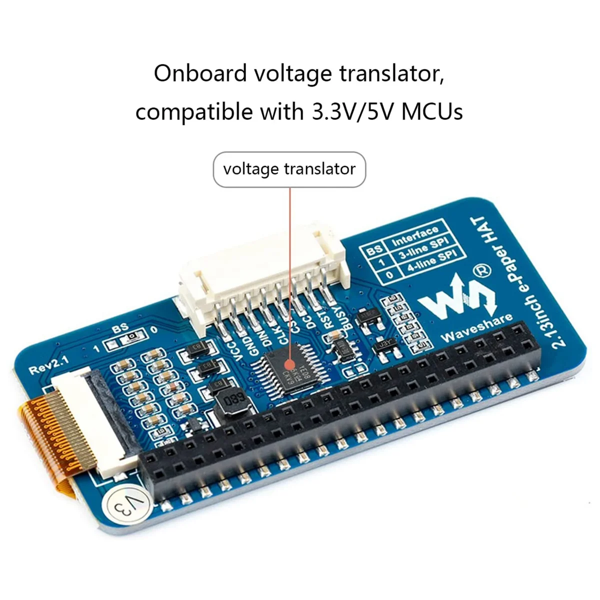 Waveshare 2 13 дюймовый E-Ink дисплей шляпа черный белый двухцветный 250X122 пикселя E-Paper