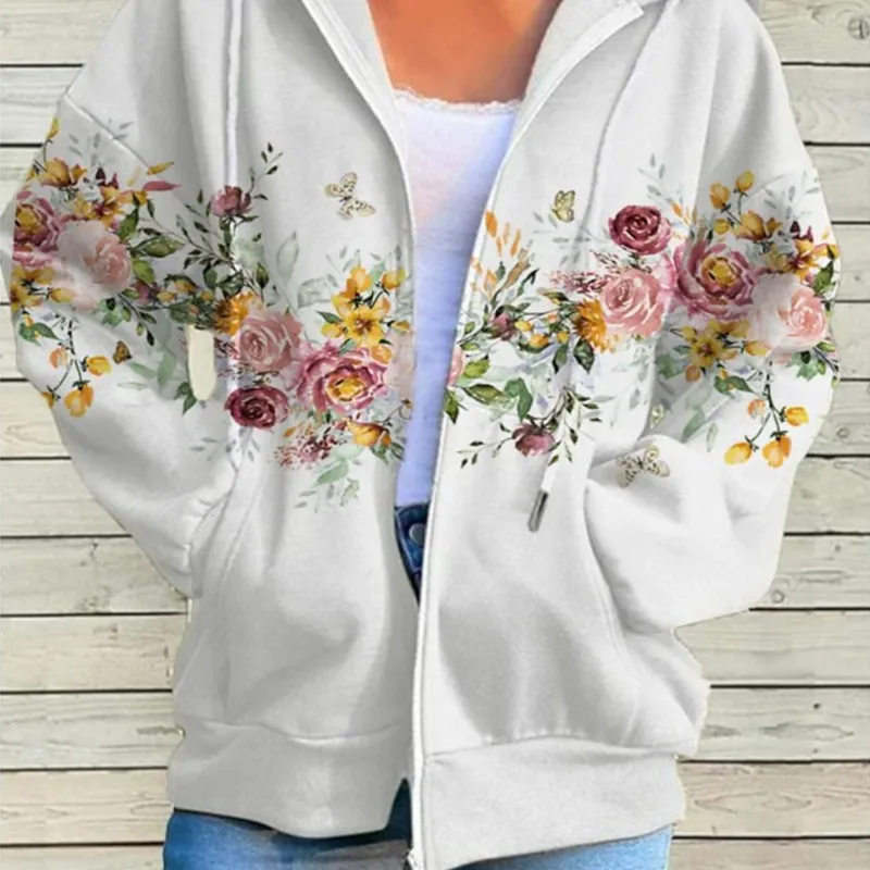 

Женский свитшот на молнии с капюшоном, Свободный кардиган с передним карманом на молнии, повседневный длинный кардиган черного, белого, красного цветов, весна-лето 2023