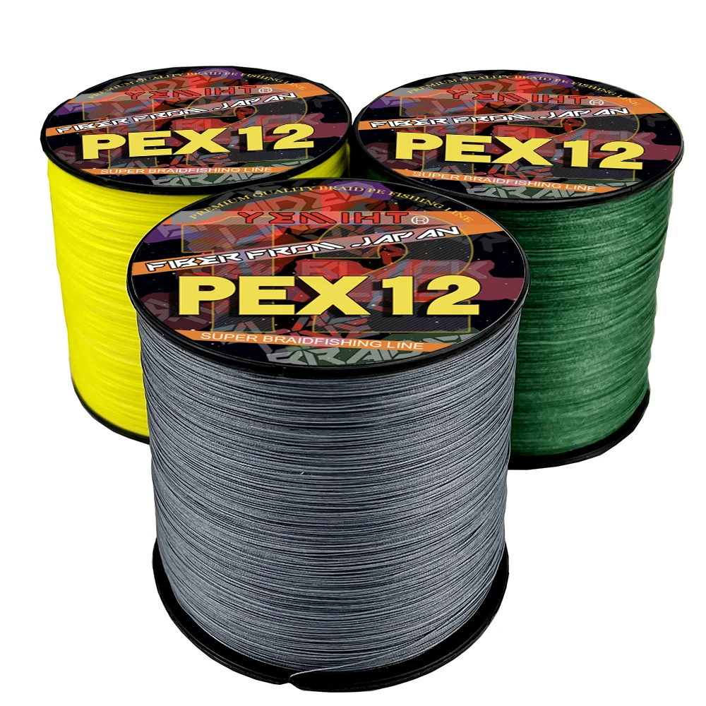 

YEMIHT 12 Strands 300M/100M Braid Wires Super Multicolor PE Multifilament Fishing Line Strong Strength Braided Line 25LB-120LB