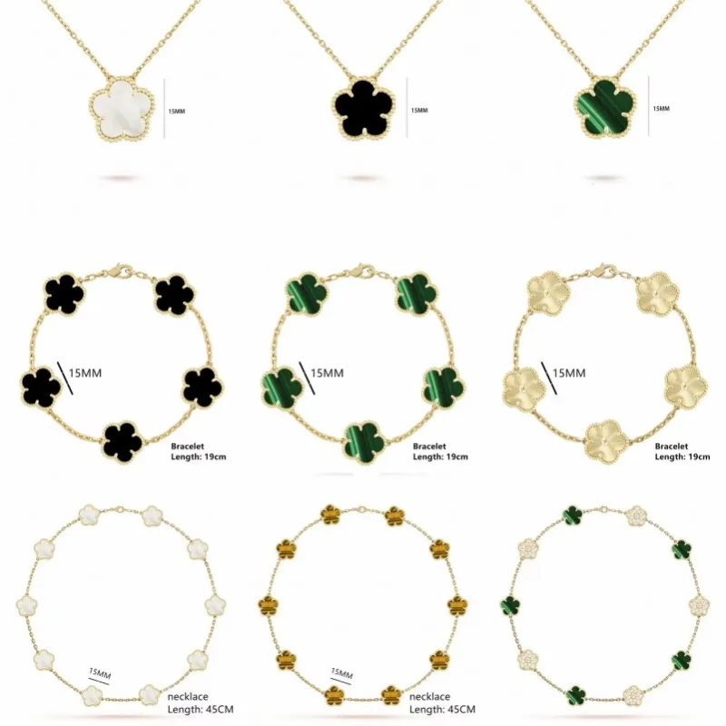 

2023 High-end European and American popular four-leaf clover necklace sweet romantic natural gem shell couple bracelet free ship