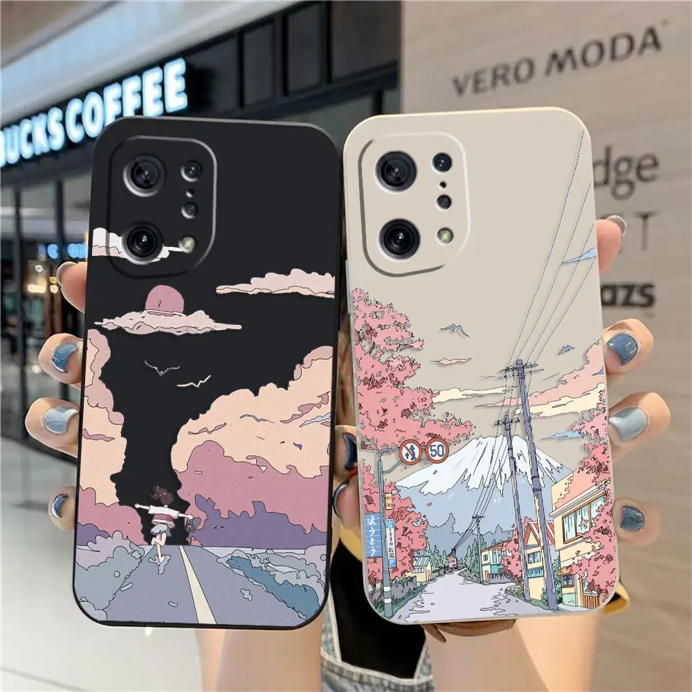 

Case For OPPO FIND X6 X3 REALME X7 X50 RENO 2 4Z 4 6 Lite 5Z 5F 4G 5G PRO Liquid Silicone Case Sunset Maple Snow Mountains