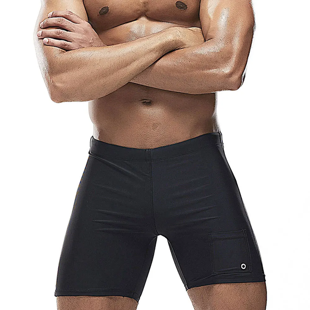 Мужские однотонные плавки UXH средней длины плотно прилегающие простая