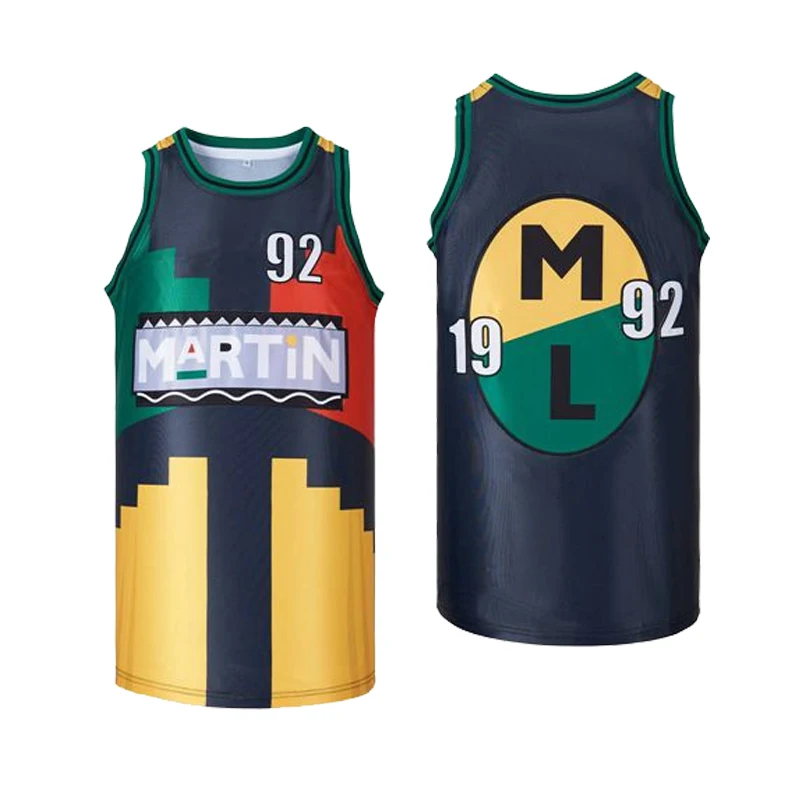 

BG basketball jerseys MARTIN 1992 MARTYMAR jersey Embroidery sewing Outdoor sportswear Hip-hop culture movie Blcak summer 2022