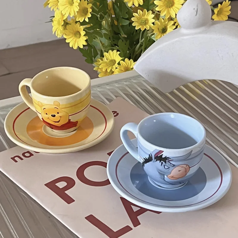 

Kawaii Disney Аниме Винни-Пух медведь эйхор экшн-Фигурки игрушки керамическая кружка чашка и тарелка набор пара чашка подарок на день рождения для детей