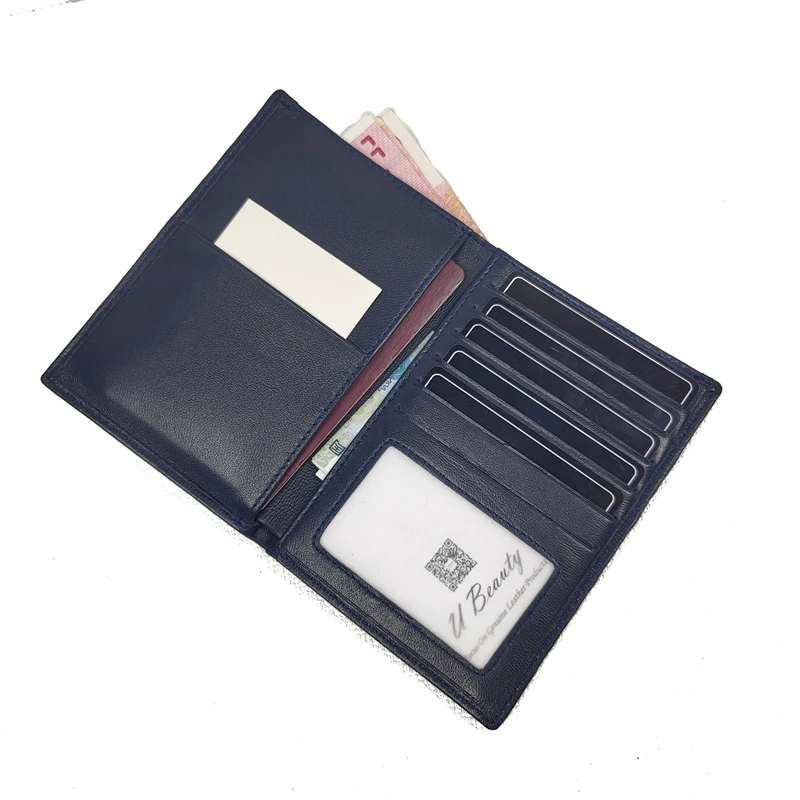 Premium Soft Sheep Leather Passport Holder Wallet Handmade Woven Genuine Lambskin Credit Card Holder Purse Passport Cover