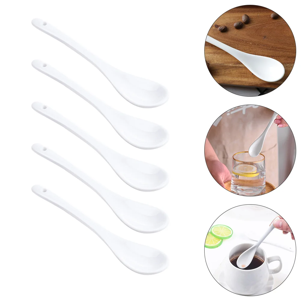 

10 Ceramic Serving Spoon Rice Spoons Stirring Spoon Ceramic Teaspoon Kids Soup Spoons Porcelain Soup Spoon