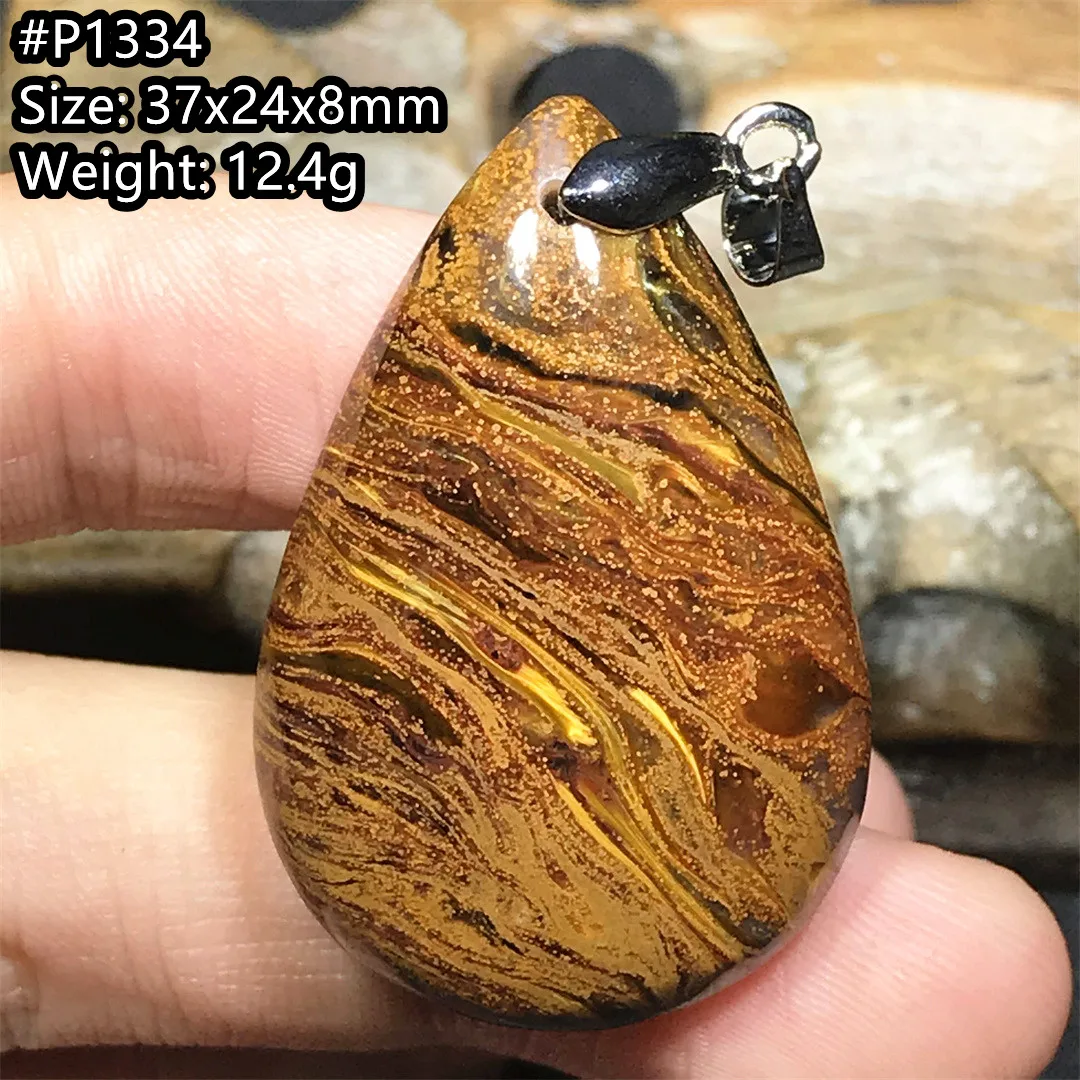 

Natural Pietersite Stone Necklace Pendant Jewelry For Women Man Silver Crystal Yellow Red Beads Namibia Energy Gemstone AAAAA