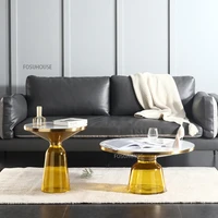nordic light luxury coffee table glass designer room sofa side table modern simple round table living room auxiliary tables