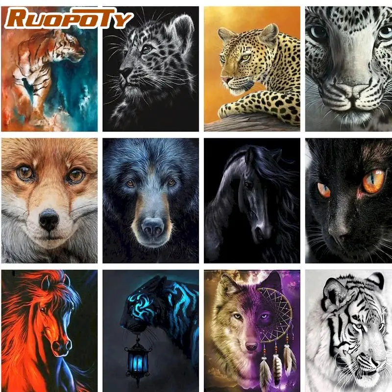 

RUOPOTY 5D DIY Rhinestones Diamond Painting Wild Animals Pictures Diamond Embroidery Sale Cross Stitch Mosaic Crafts Kit
