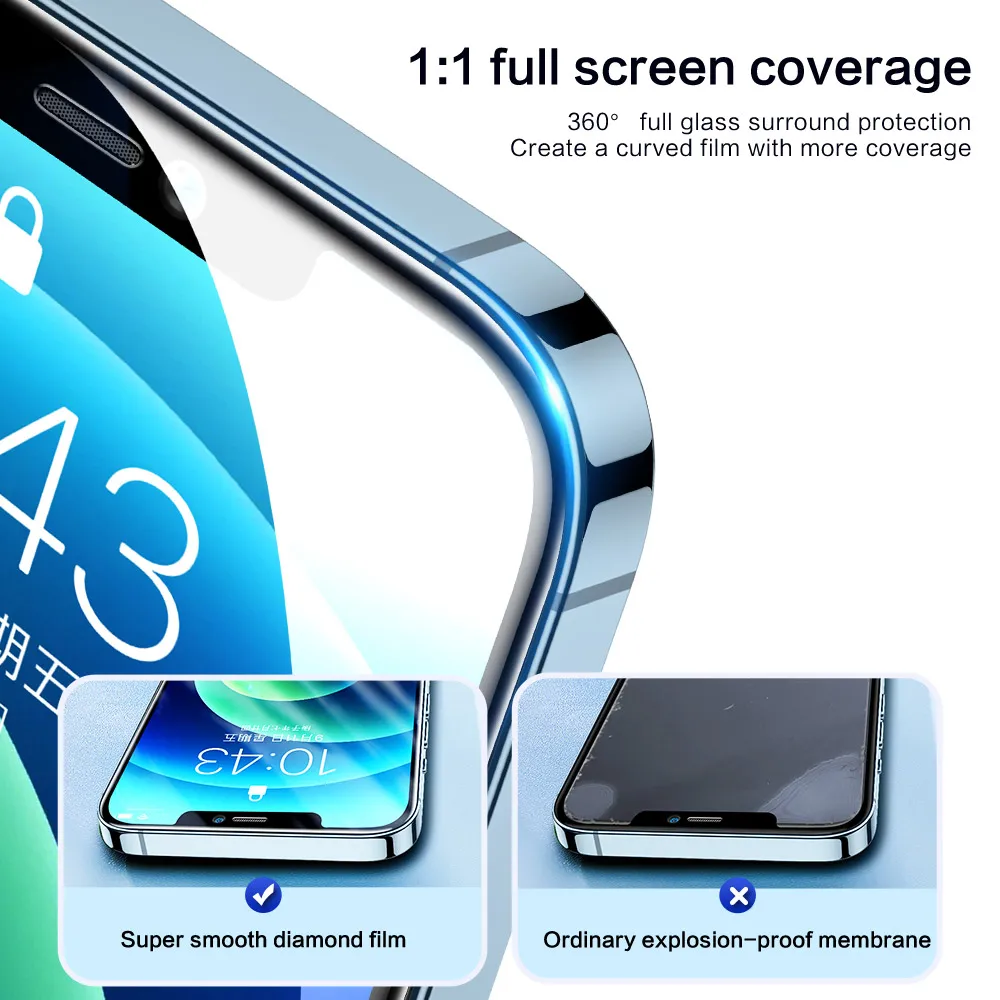 SmartDevil 10H Diamond Screen Protectors For iPhone 14 13 12 Pro Max Glass For iPhone 13 12 mini Full Cover HD Anti Blue Ray