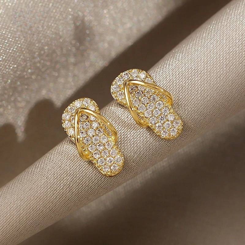

Новые креативные серьги-гвоздики с золотыми бриллиантами для женщин, модные корейские украшения для девочек, необычный подарок, роскошные ...