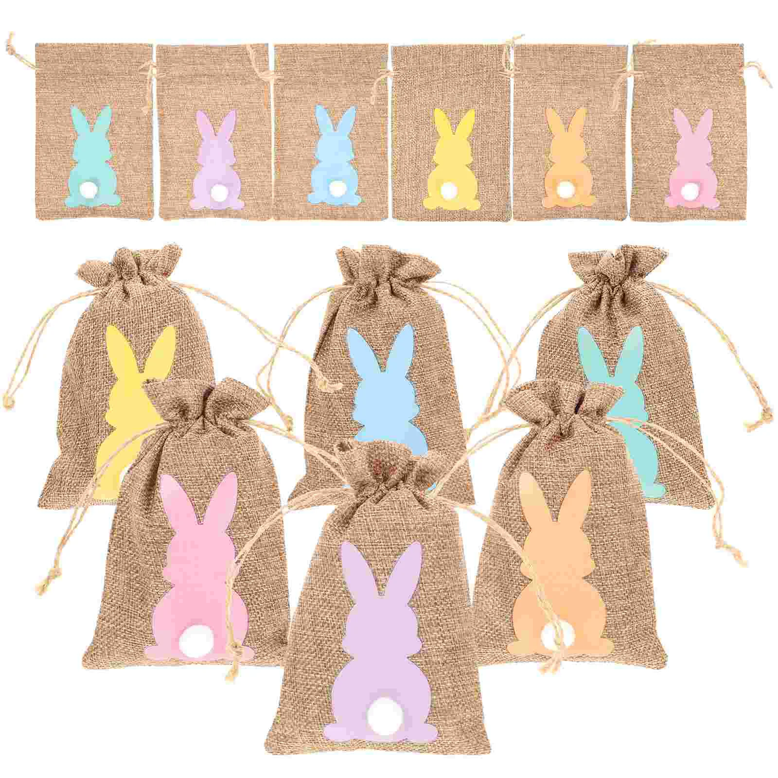 

Easter Gift Drawstring Candy Rabbit Burlap Bunny Jewelry Linen Treats Favor Wrapping Holiday Packing Party Treat Jute Snack