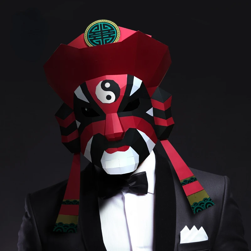 

3D Paper Mold Beijing Opera Face Head Mask Headgear Model Chinese Traditional Culture Cosplay Props Party DIY Craft Masks