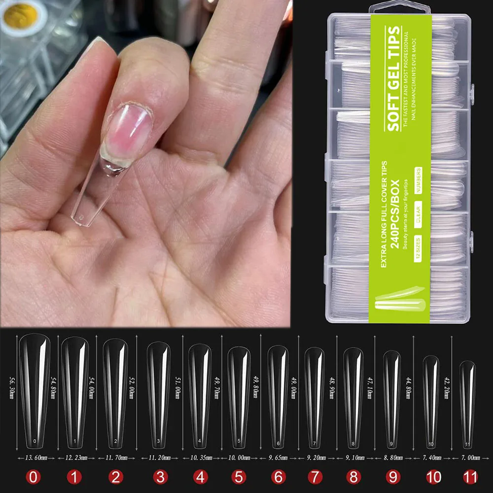 Прозрачные конические квадратные гвозди размером XXL 240 шт./упаковка накладные с