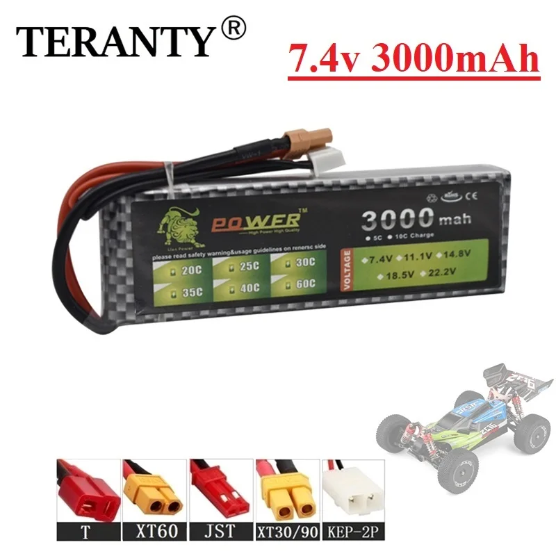 

2s Lipo Batterry 3000mAh 7.4v With T/JST/XT60 Plug For RC Toys Drone Boat Car Quodcopter Spare Parts 7.4v Rechargeable battery