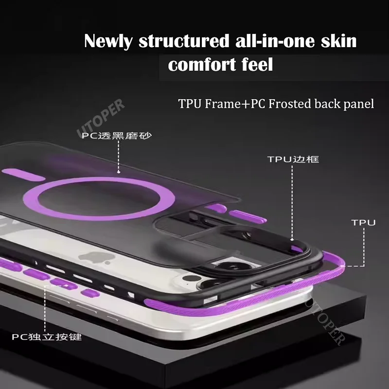 Магнитный Роскошный Матовый Прозрачный чехол с беспроводной зарядкой для iPhone 15 14