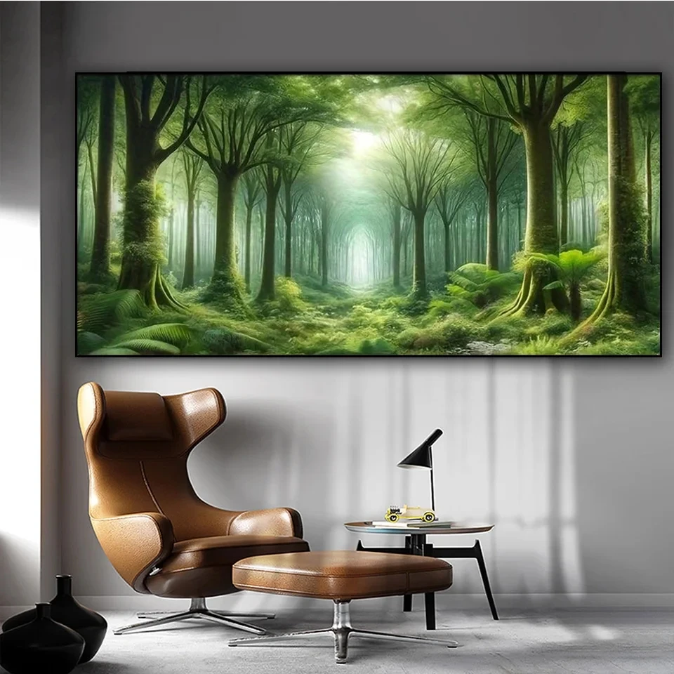 Алмазная живопись с большим зеленым лесом новинка 2024 полная квадратная круглая