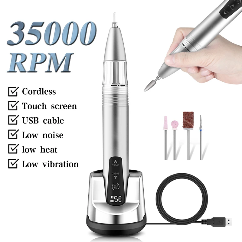Electric Nail Drill Machine For Manicure Milling Cutter Set For Gel Polishing Professional 35000RPM Nail Drill Pen Salon Tools