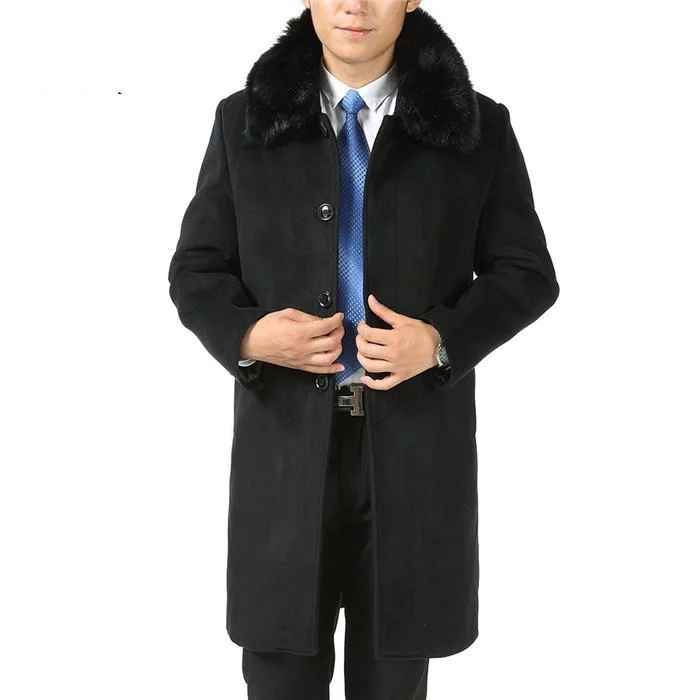 Woolen Overcoat Thicker New Arrival Plus Velvet Padded Jacket Long Windbreaker Winter Mens Coat Size M L XL XXL XXXL