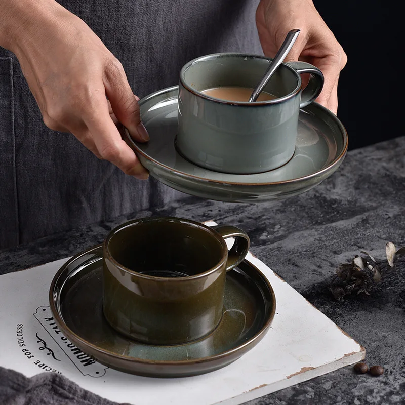

Ceramic Cup Retro Coffee Cup Set Nordic Style Coffee Cup Cafe Creative Office Afternoon Tea Coffee Reusable Cup Home Fashion Mug
