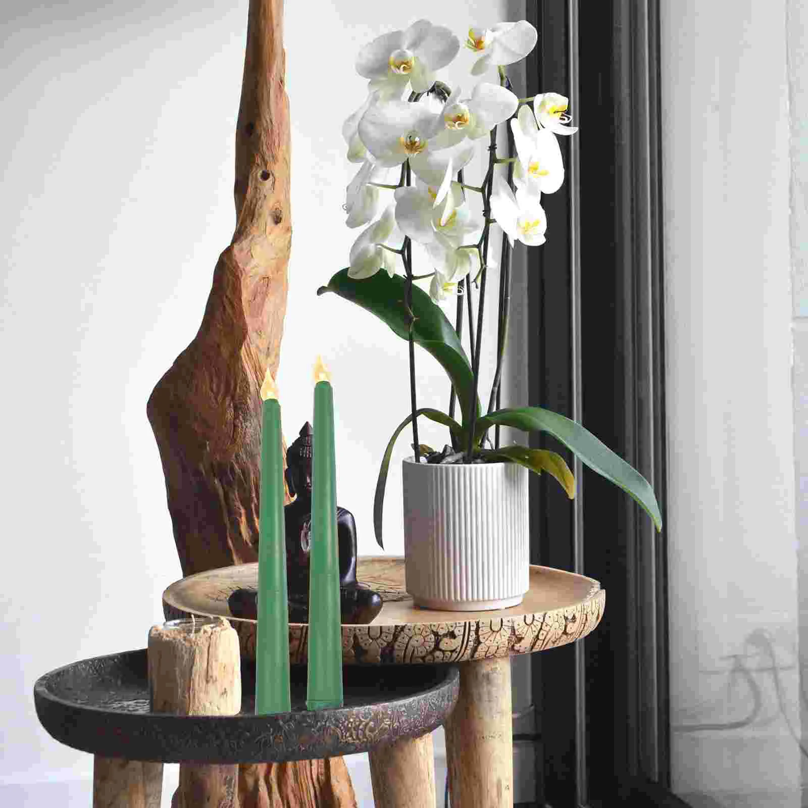 6 шт. цветные огни красочные конические свечи светодиодные подсвечники свадебные