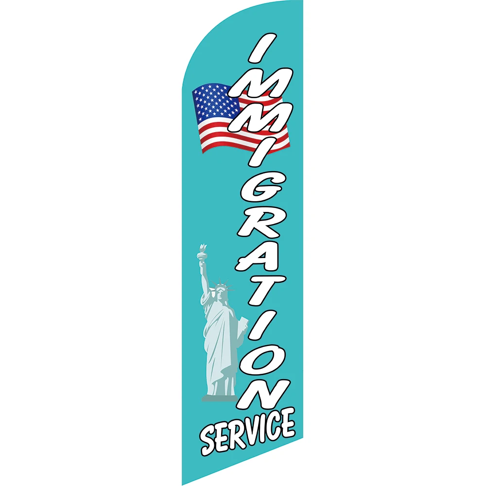 Custom Design Knitted Polyester Immigration Service Beach Feather Flag Promotional Swooper Banner Without Poles And Base |