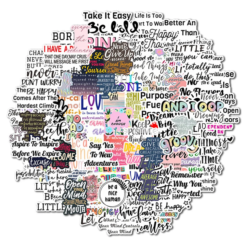 

10/30/50PCS Inspirational English Alphabet Bookmarks Graffiti Stickers Laptop Luggage Skateboard Kids Toys Stickers Wholesale