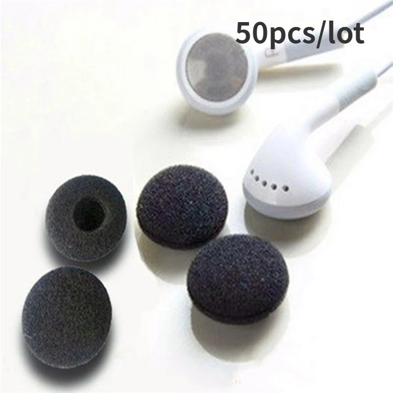 

50Pcs 18mm Soft Foam Earphone Pads Earbuds Headphone Sponge Covers Replacement Cushion for MP3 MP4 Most Earphone Music