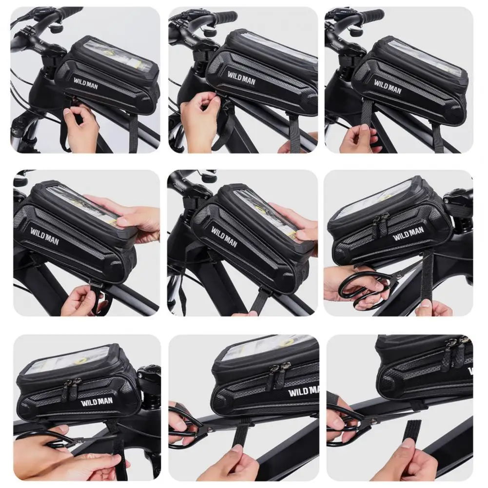 

With Mesh Bag 1L High Quality Shock Absorbing Front Frame Bag EVA Front Frame Bag Cuttable Fastener Tape for Cycling