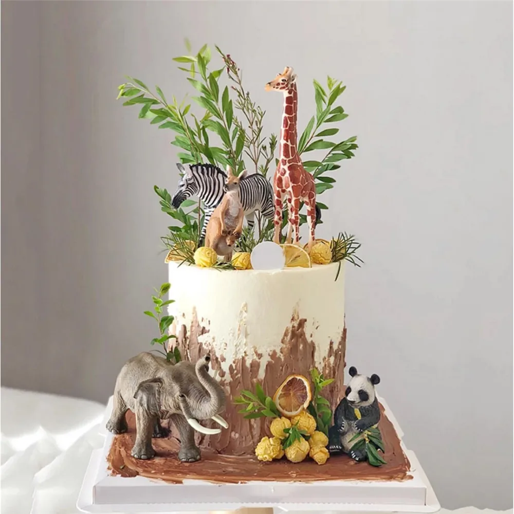 

Safari Animals Cake Decoration Simulation Elephant kangaroo Panda Forest Cake Toppers Dress Up Plugin Birthday Party Supplies