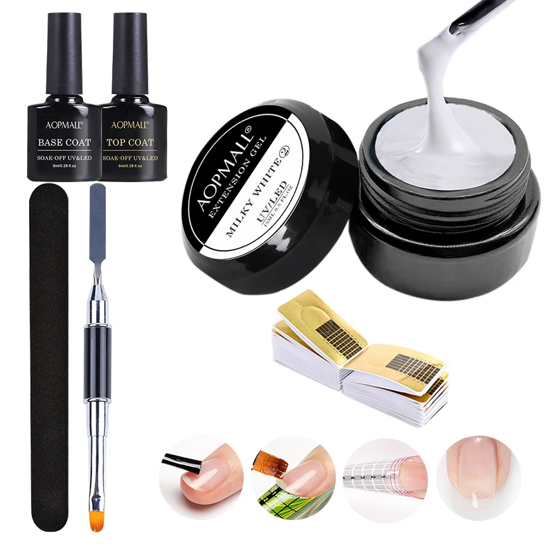 AOPMALL® Builder Nail Gels Kit For Nails Extenison Hard Gel Set With Base Top Coat Art Manicure for DIY At Home |