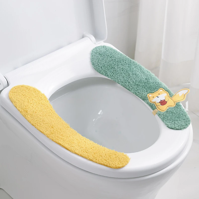 

Reusable Toilet Seat Cover Adhesive Washable Soft Bathroom Toilet Protection Winter Universal Toilettes Accessories Tapa Wc New