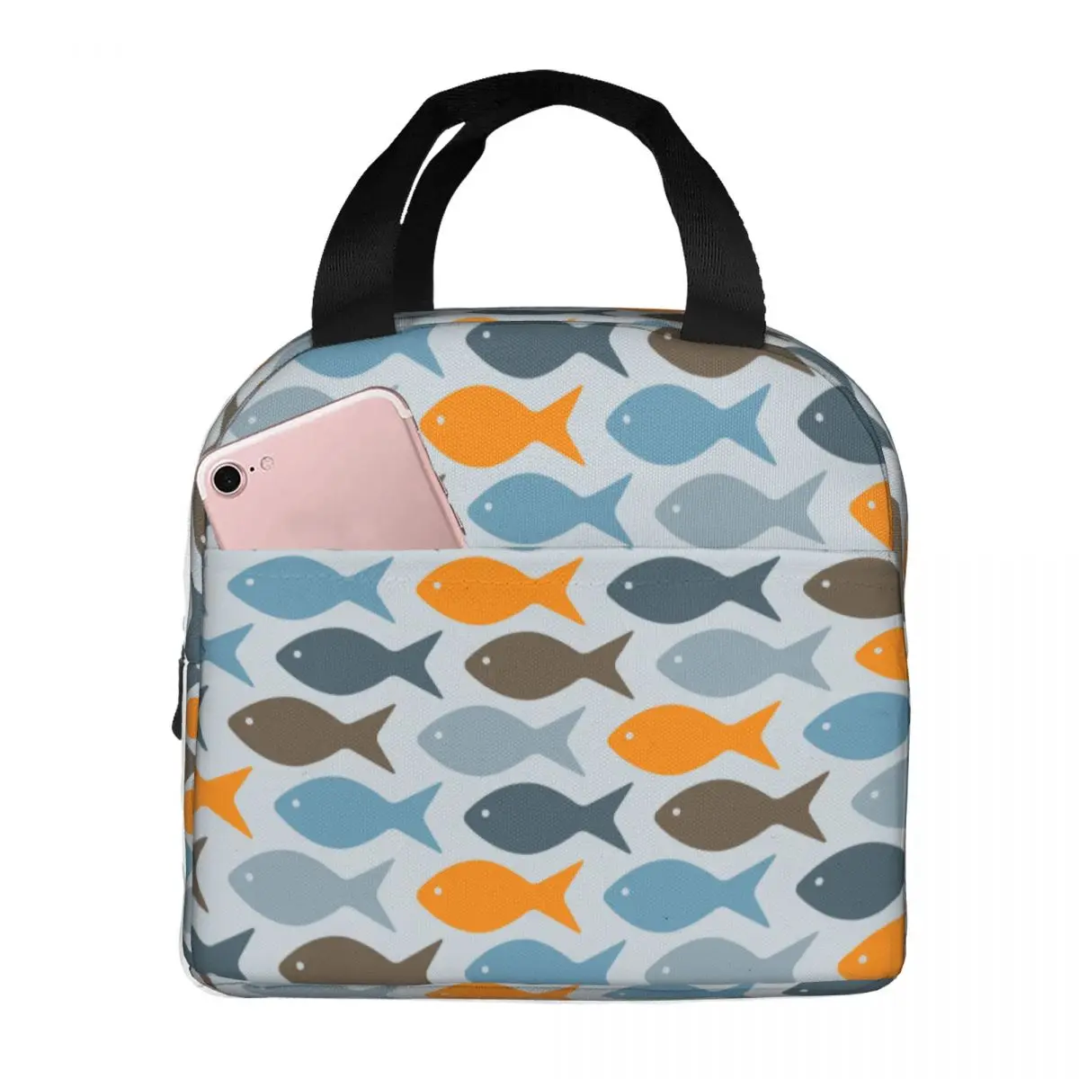 Colorful Fish Sea Pattern Lunch Bag Portable Insulated Oxford Cooler Bag Thermal Cold Food Picnic Lunch Box for Women Kids