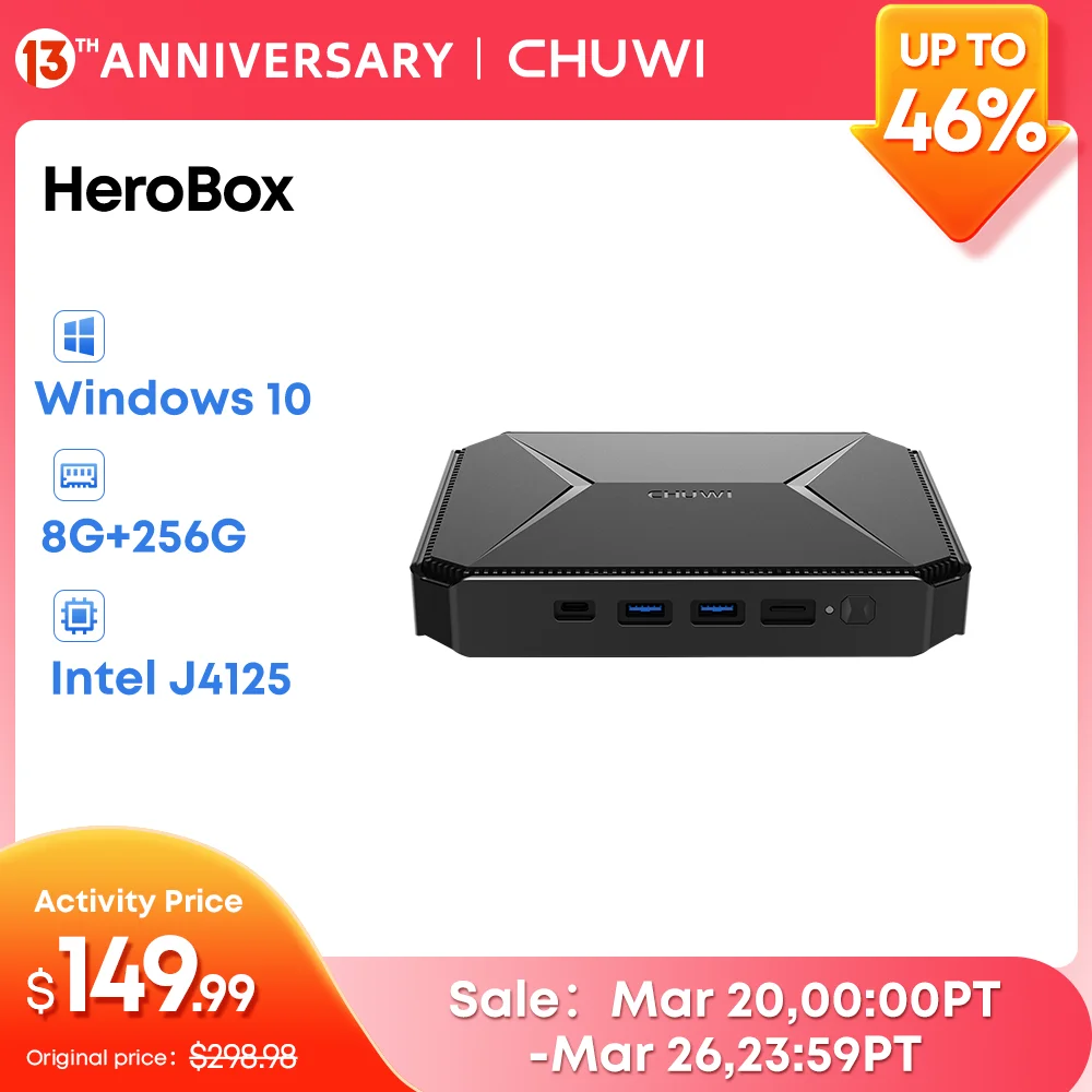 CHUWI-Mini ordenador de escritorio HeroBox Intel Celeron J4125, hasta 2,7 GHz, Mini...