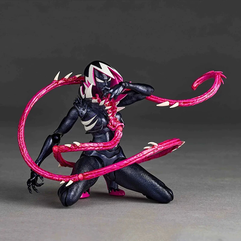 Фото Новая фигурка Кайёдо Веном Гвен, серия Amazing Yamaguchi Revoltech, коллекционная фигурка Гвен из ПВХ, модель для декора, игрушка, подарок для детей №5
