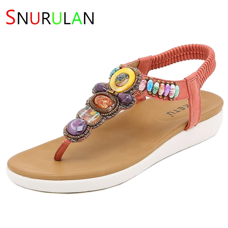 

Новинка, летние пляжные сандалии большого размера, женские богемные сандалии с цветочным рисунком, повседневные пляжные сандалии на плоско...