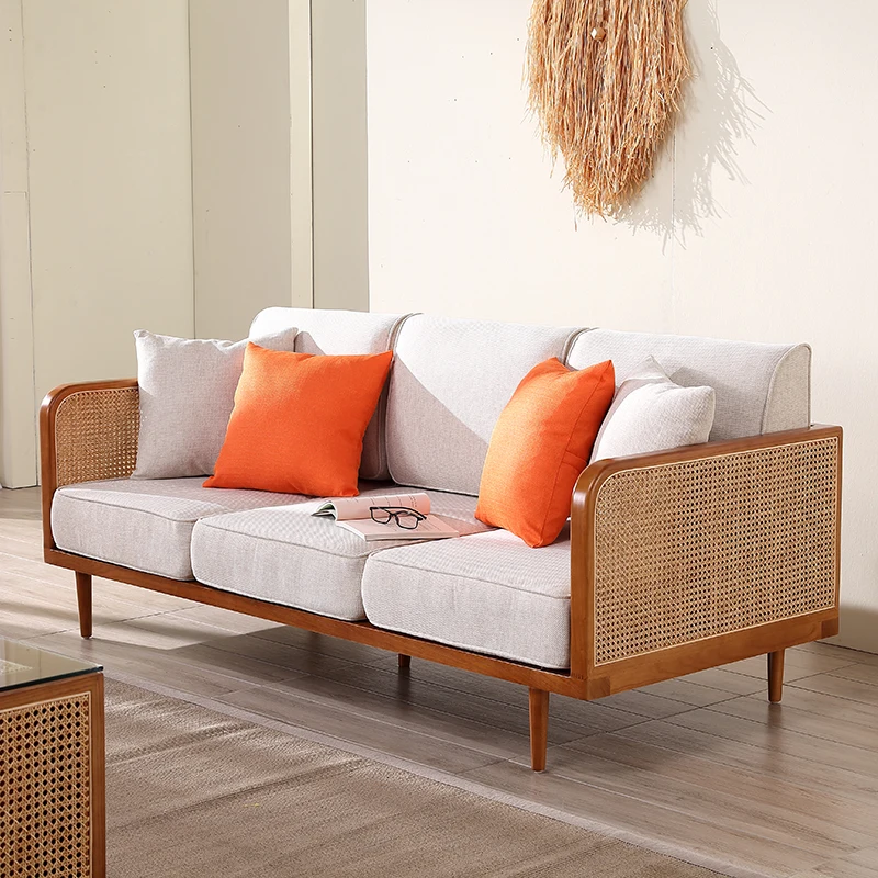 Деревянный диван из ротанга семейная гостиная для отдыха на одного человека