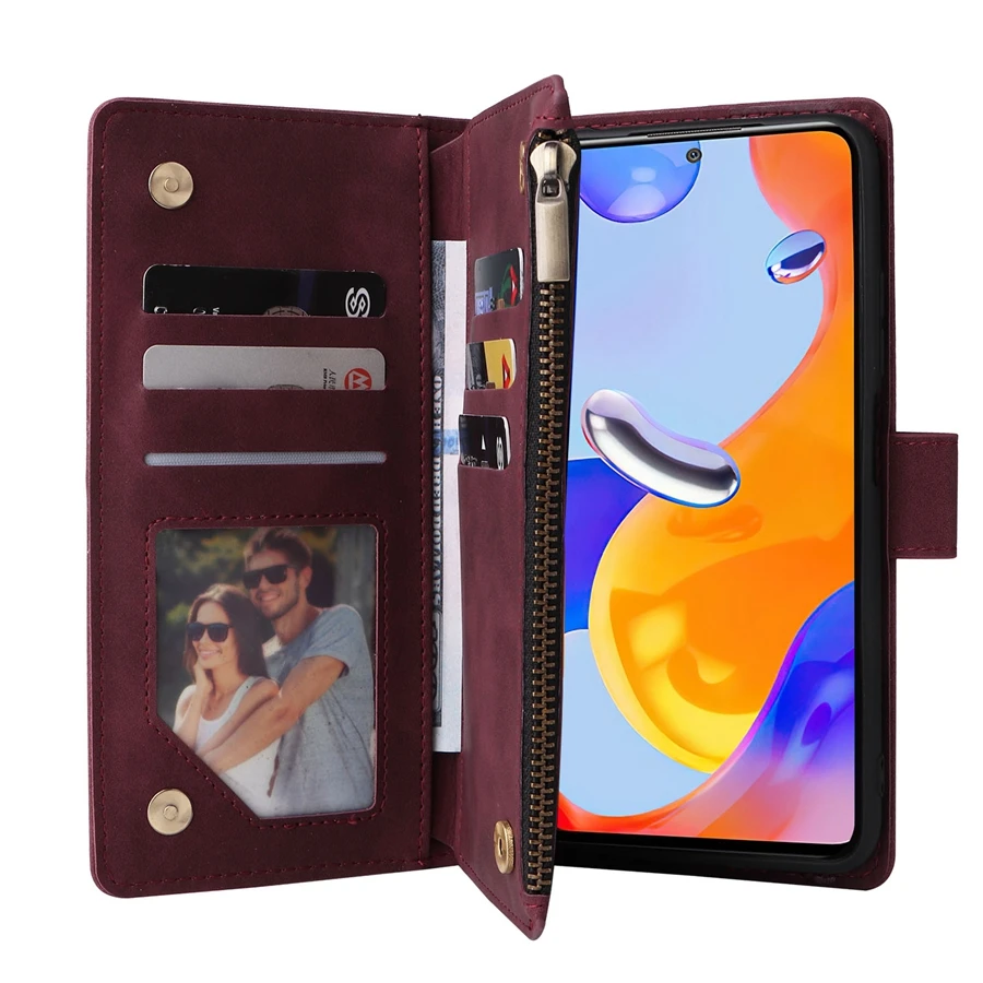 Wallet Zipper Leather Case For Xiaomi Redmi 10 10A 9 9A 9C 9T 8 8A 7A Note 11 11S 11 Pro 10S 10 Pro 9 Pro 8 Pro 7 Mi Poco M4 Pro