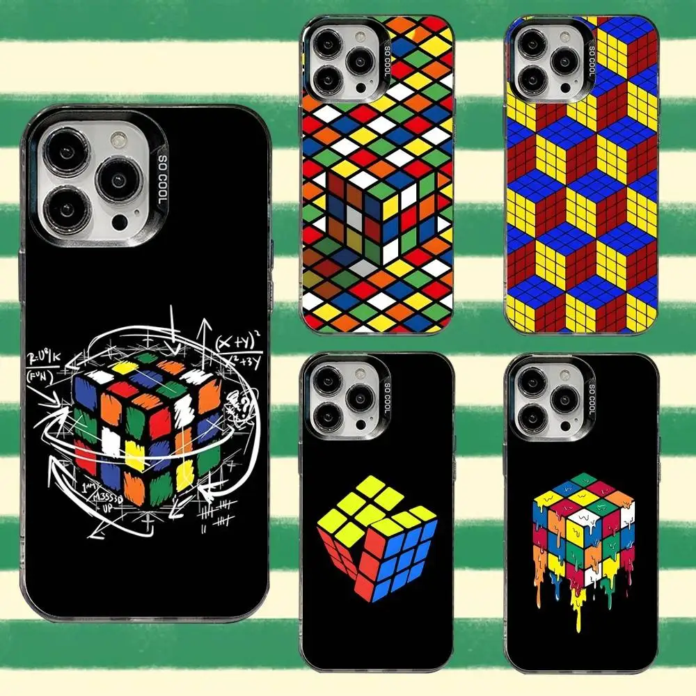 Фото R-Rubiks Cube Phone Case For iPhone 16,15,14,13,12,11,8,7,Pro,Max,Plus,Mini,XS,SE Anti Fall Black Matte Hard №1